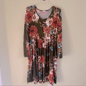 Hazel Blues Tara Lynn's Sienna Floral Midi Olive